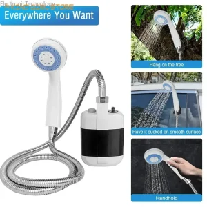 Portable Rechargeable Camping Shower | 3.7V Pump with 4.9ft Hose for Outdoor & Pet Cleaning