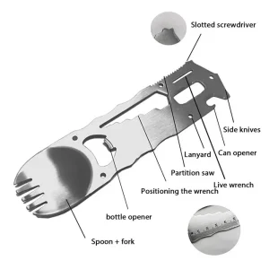 Multi-functional EDCs Outdoor Camping  Fork Spoon Bottle Opener wrench screwdriver
